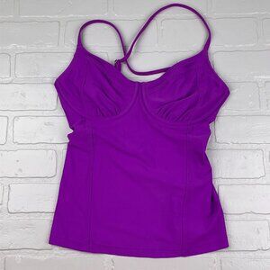 Athleta Top Women 32D/DD‎ Purple Tankini  Underwire Bra Adjustable Straps Swim
